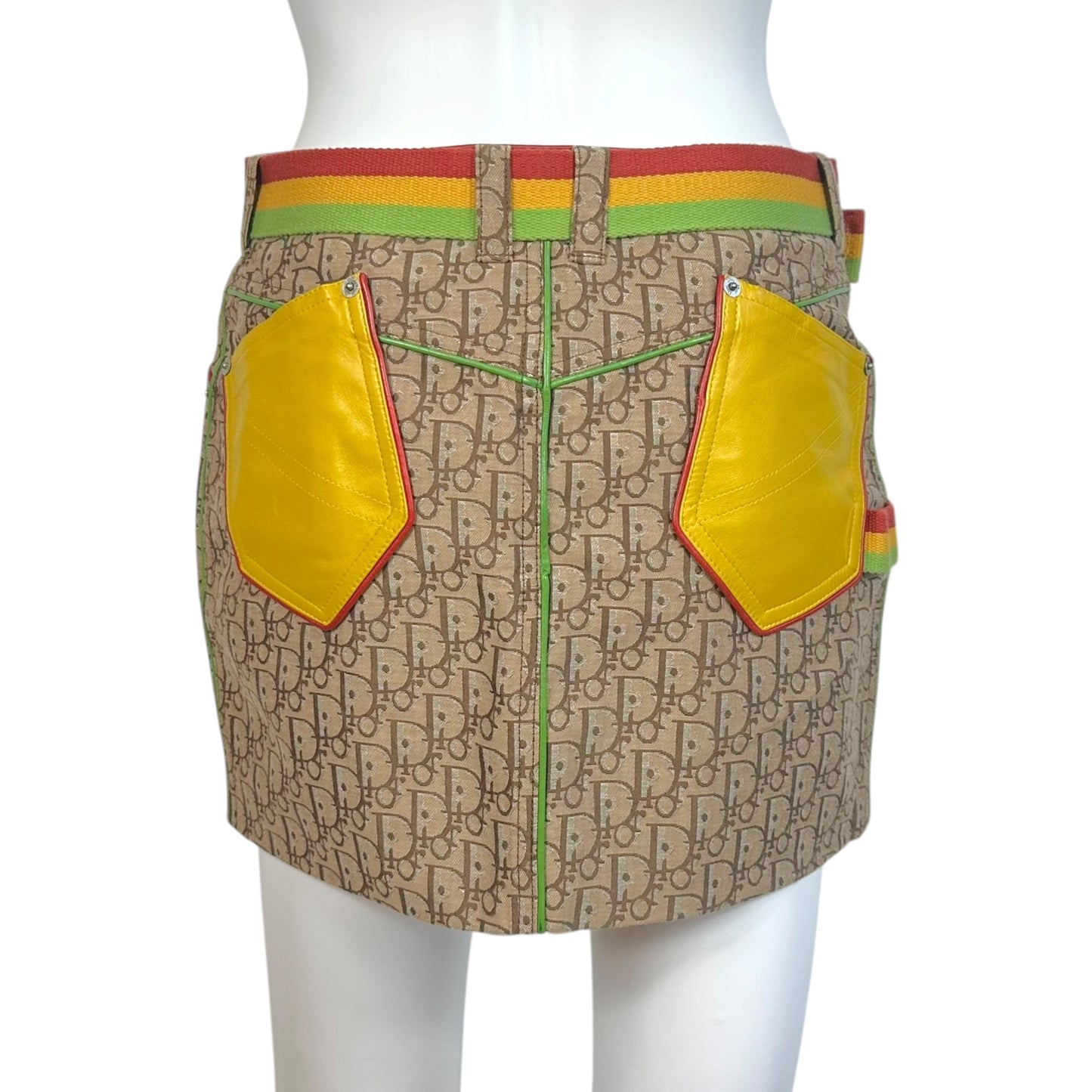 Christian Dior F/W 2004 Rasta Trotter Monogram Belted Mini Skirt