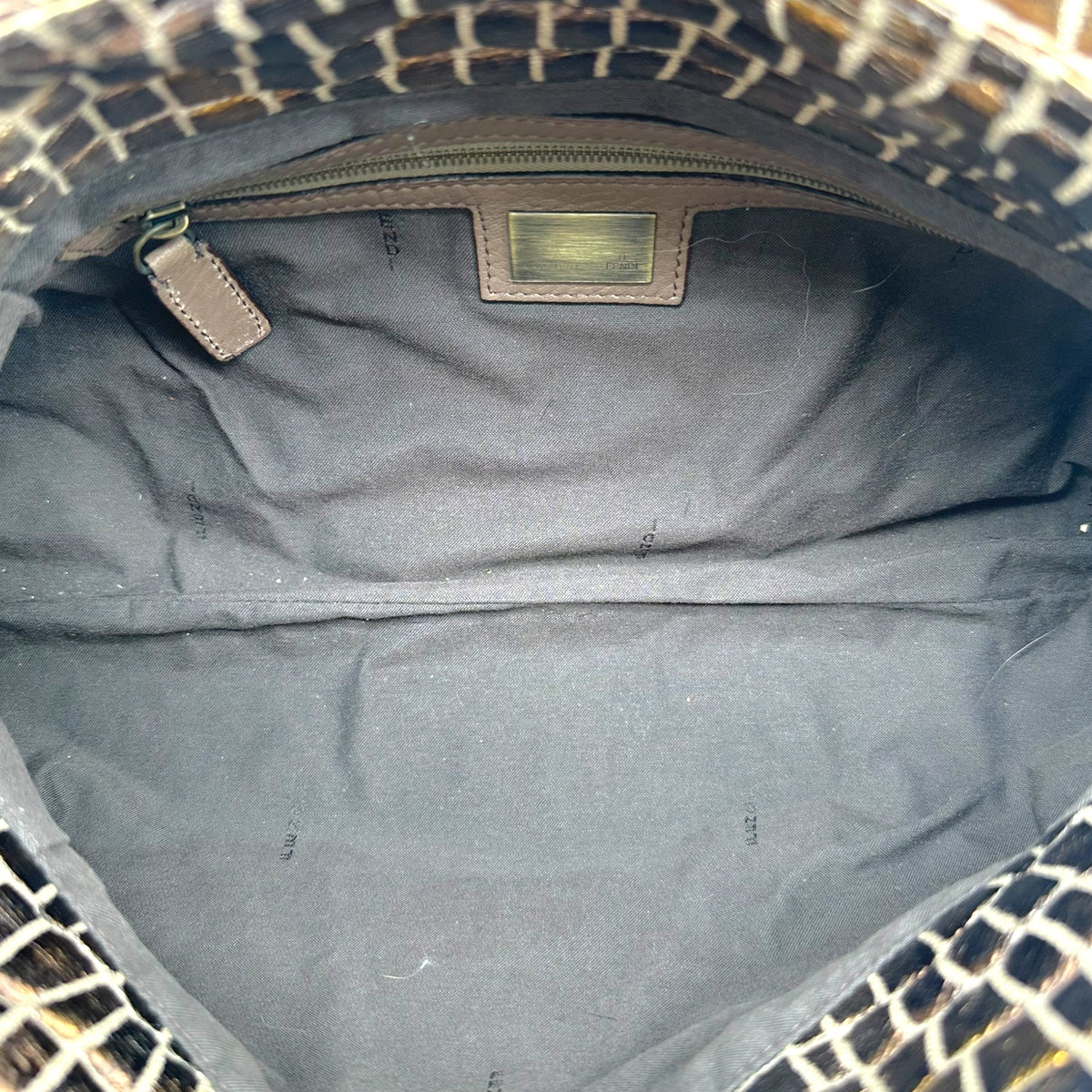 Fendi Brown Metallic 'Croc' Canvas Embossed Medium Chef Bag