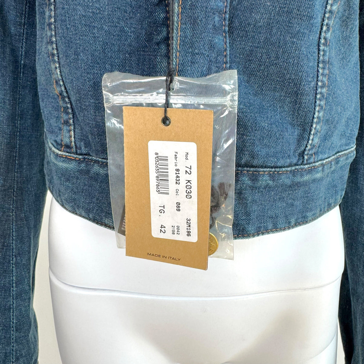 Dsquared2 Denim Leather Studded Cropped Jacket Blue