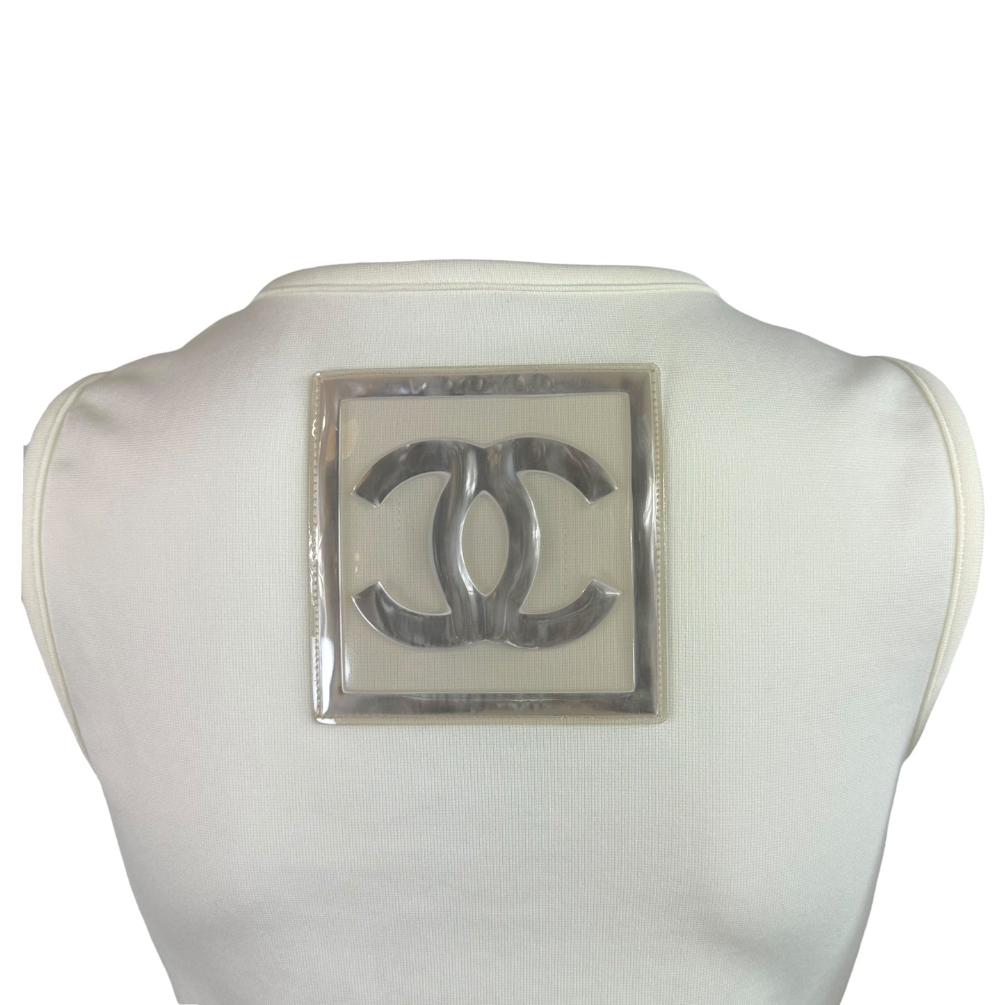 Chanel Sport Gray Ivory Logo Patch Tank Top