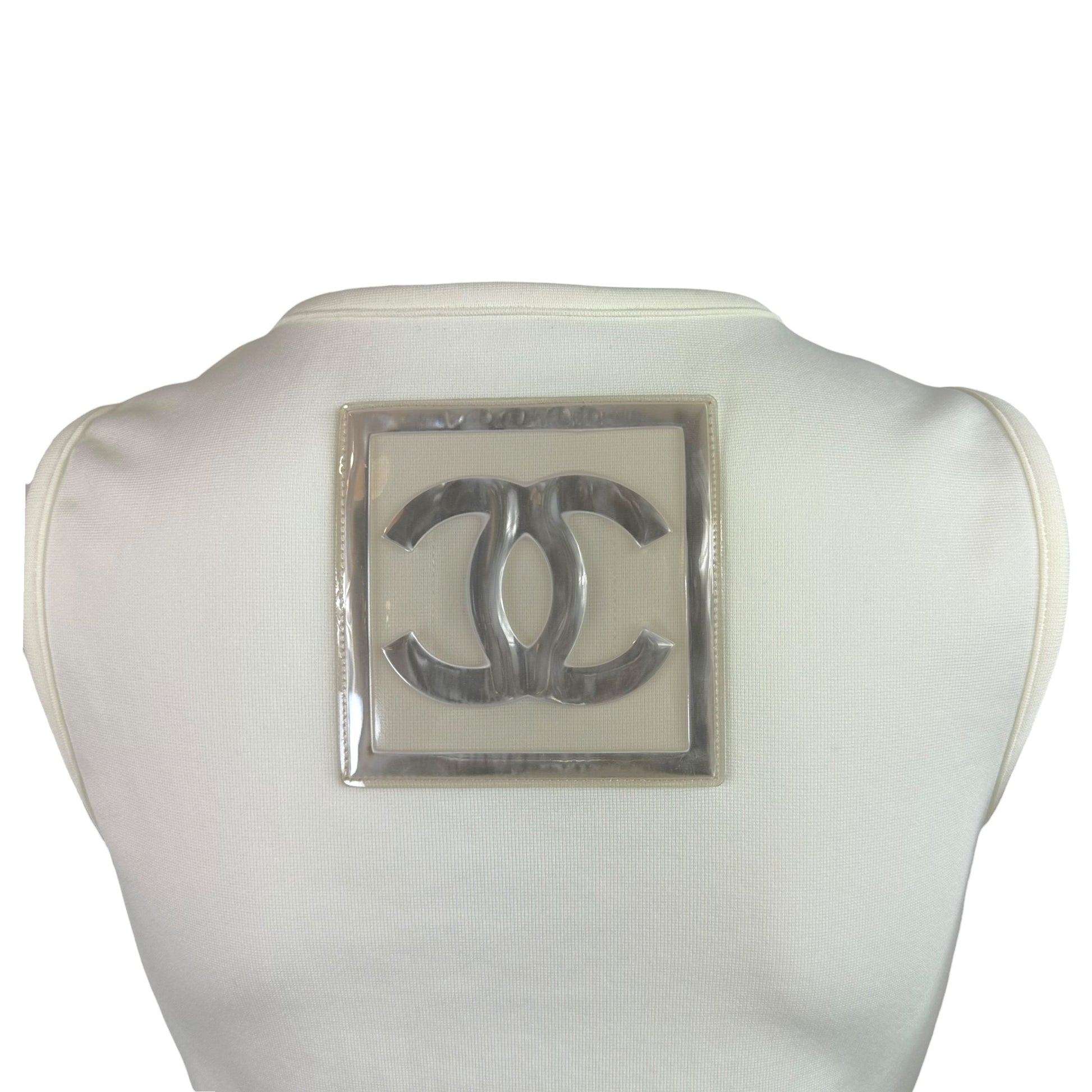 Chanel Sport Gray Ivory Logo Patch Tank Top