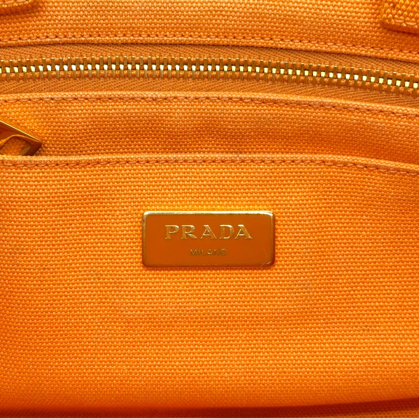 Prada Orange Canvas Small Canapa Tote Bag