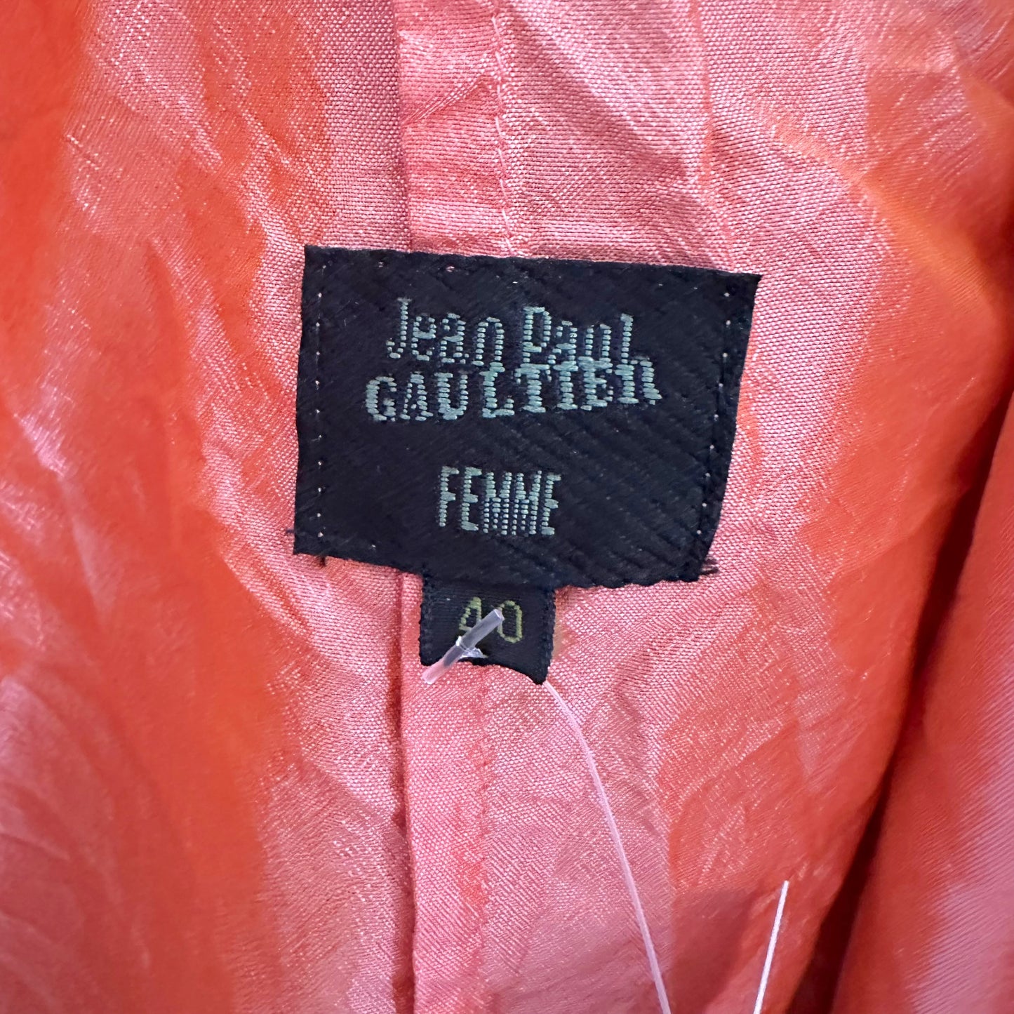 Jean Paul Gaultier Coral Silk & Black Sheer Overlay Tie Front Blouse