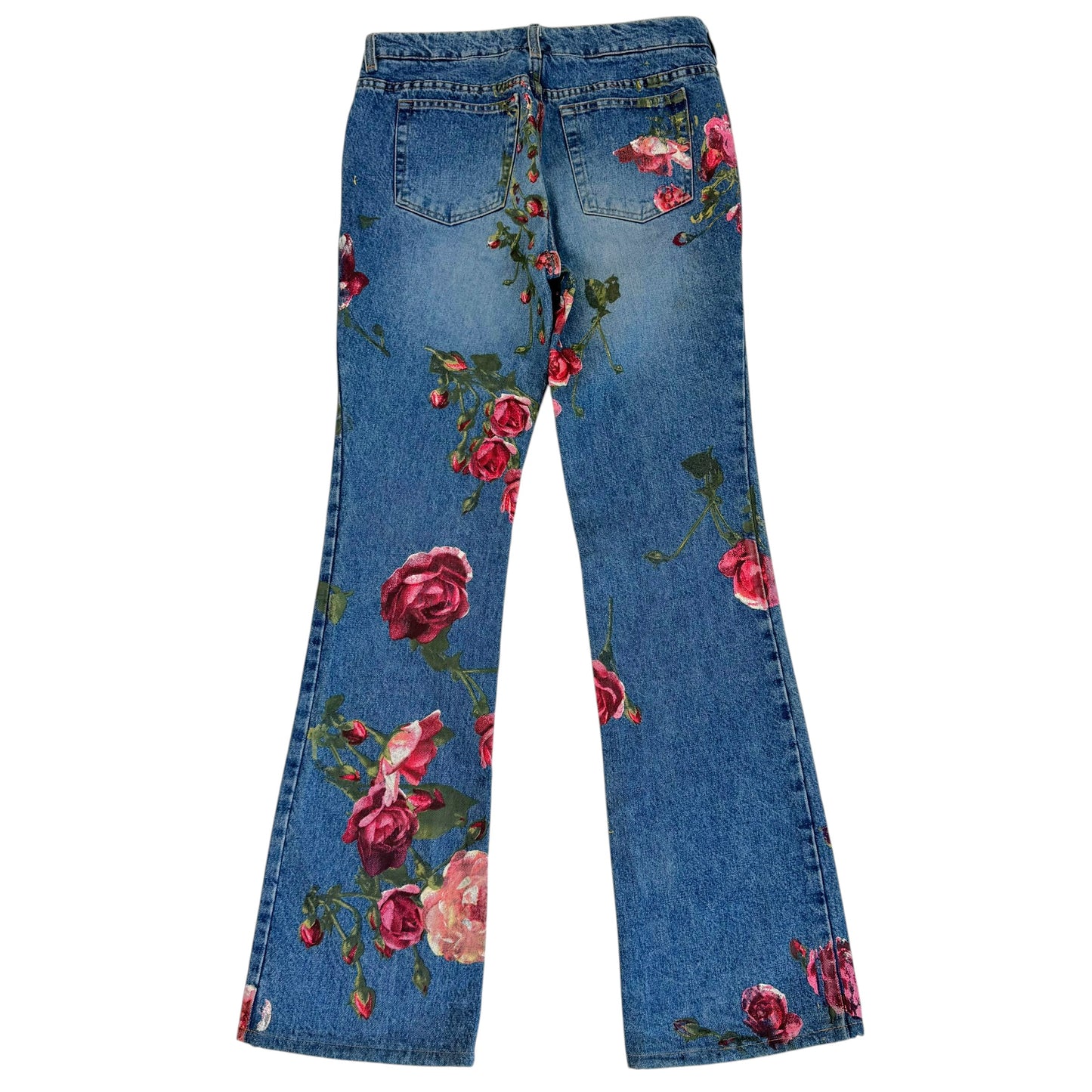Roberto Cavalli F/W 1999 Hand Painted Rose Denim Jeans
