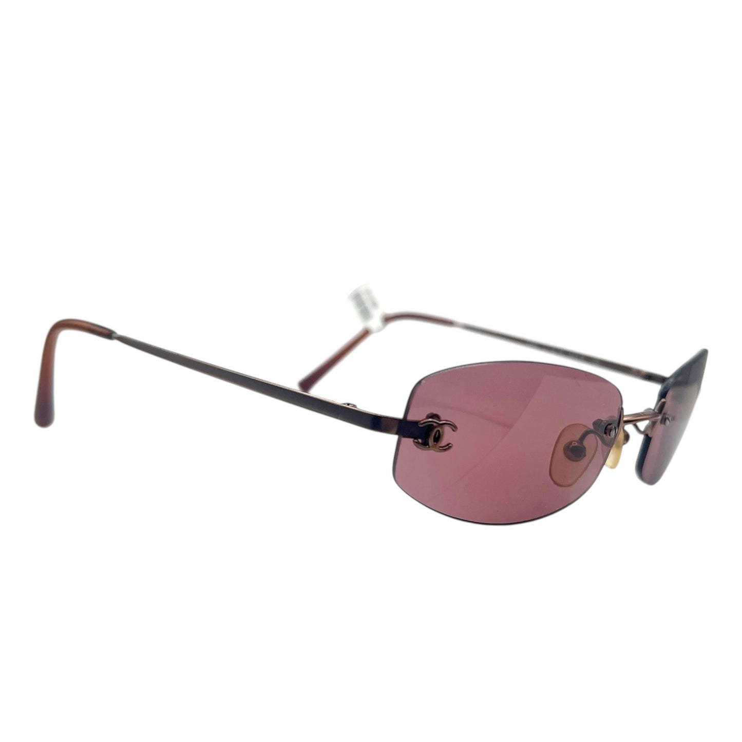 Chanel 4002 Burgundy Rimless Logo Lens Sunglasses