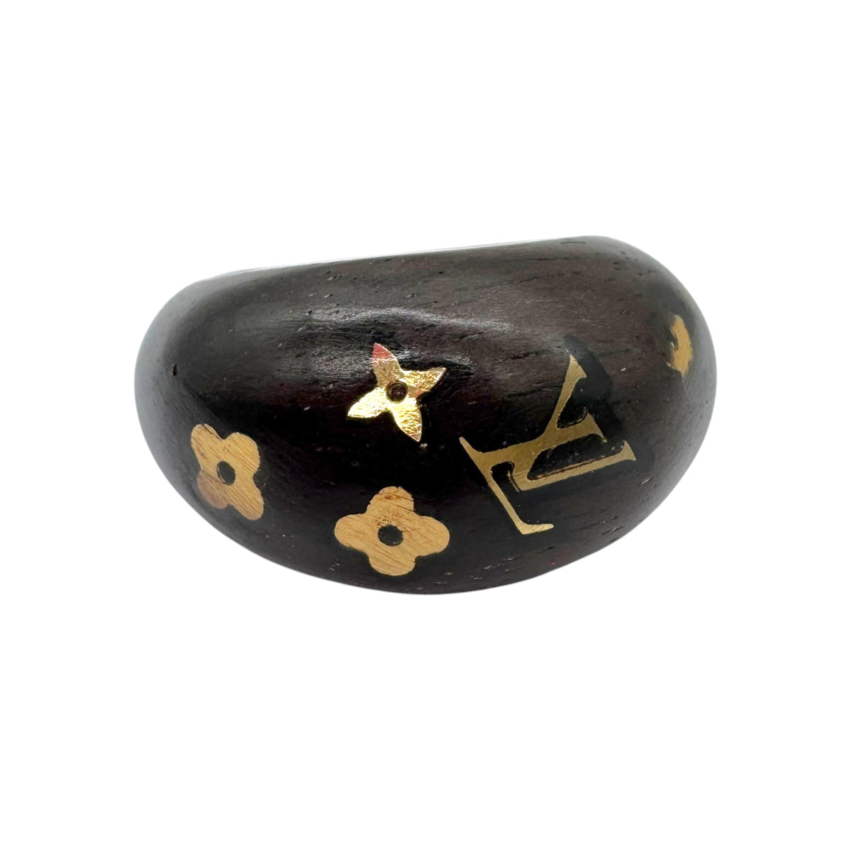 Louis Vuitton Wooden Bubble Ring with Gold Logos