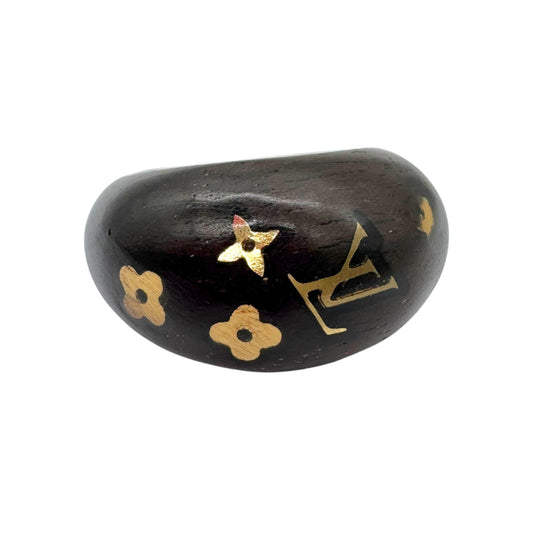 Louis Vuitton Wooden Bubble Ring with Gold Logos