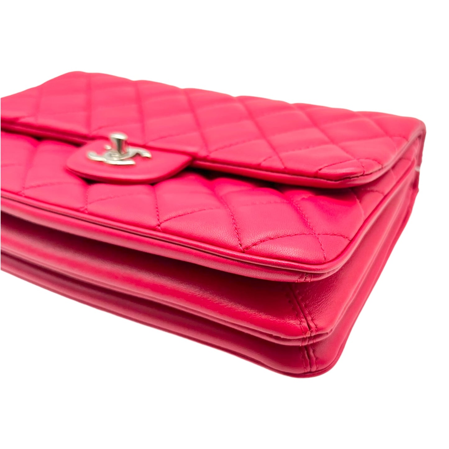 Chanel Medium Flap Bag Fuchsia Silver Matelasse Quilted