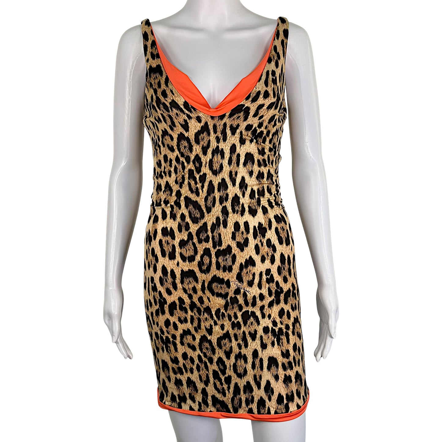Roberto Cavalli Reversible Leopard Coral Mini Dress