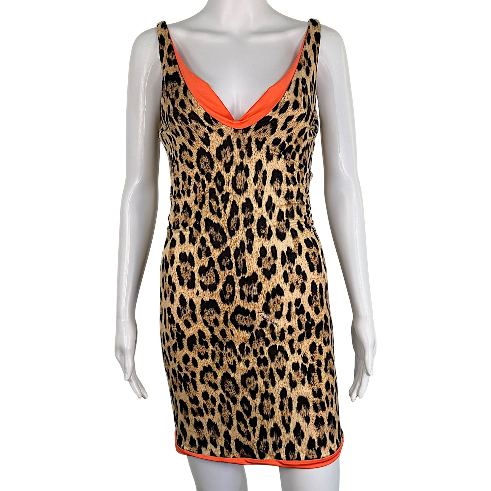 Roberto Cavalli Reversible Leopard Coral Mini Dress