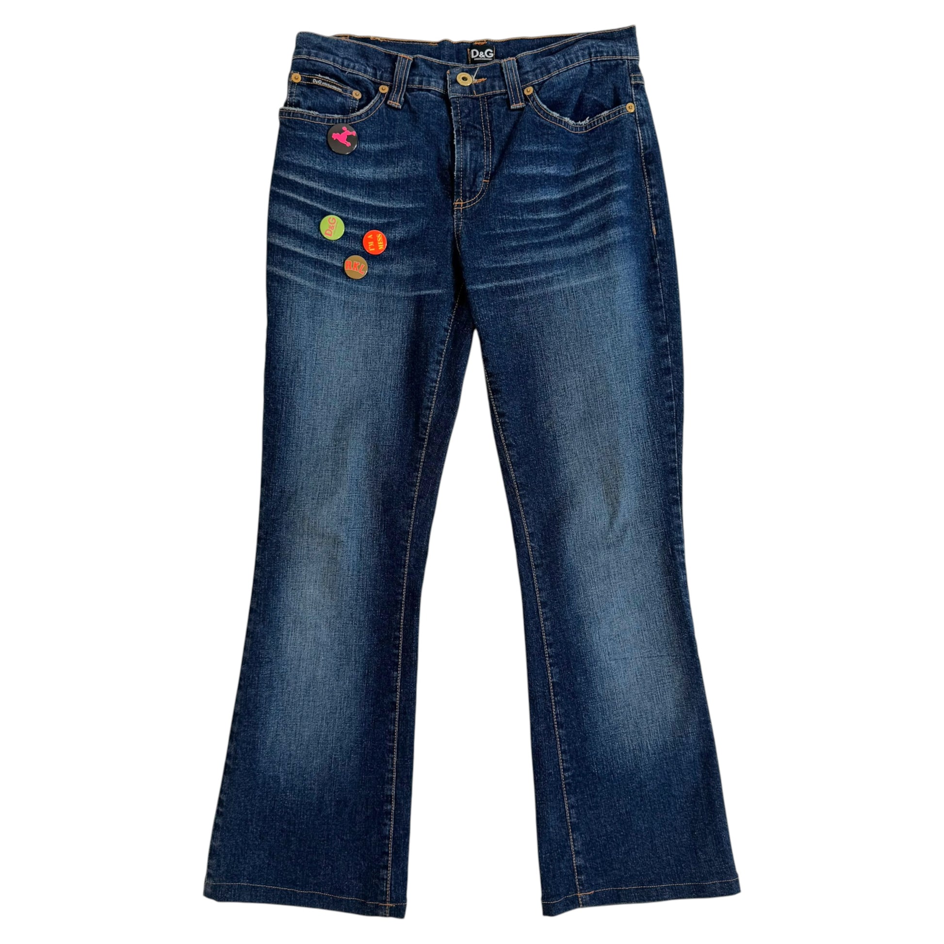 Dolce & Gabbana Denim Capri Pants Blue Mid-Rise Flared