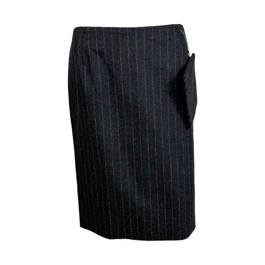 Jean Paul Gaultier Gray Wool Midi Skirt With Pocket Charm