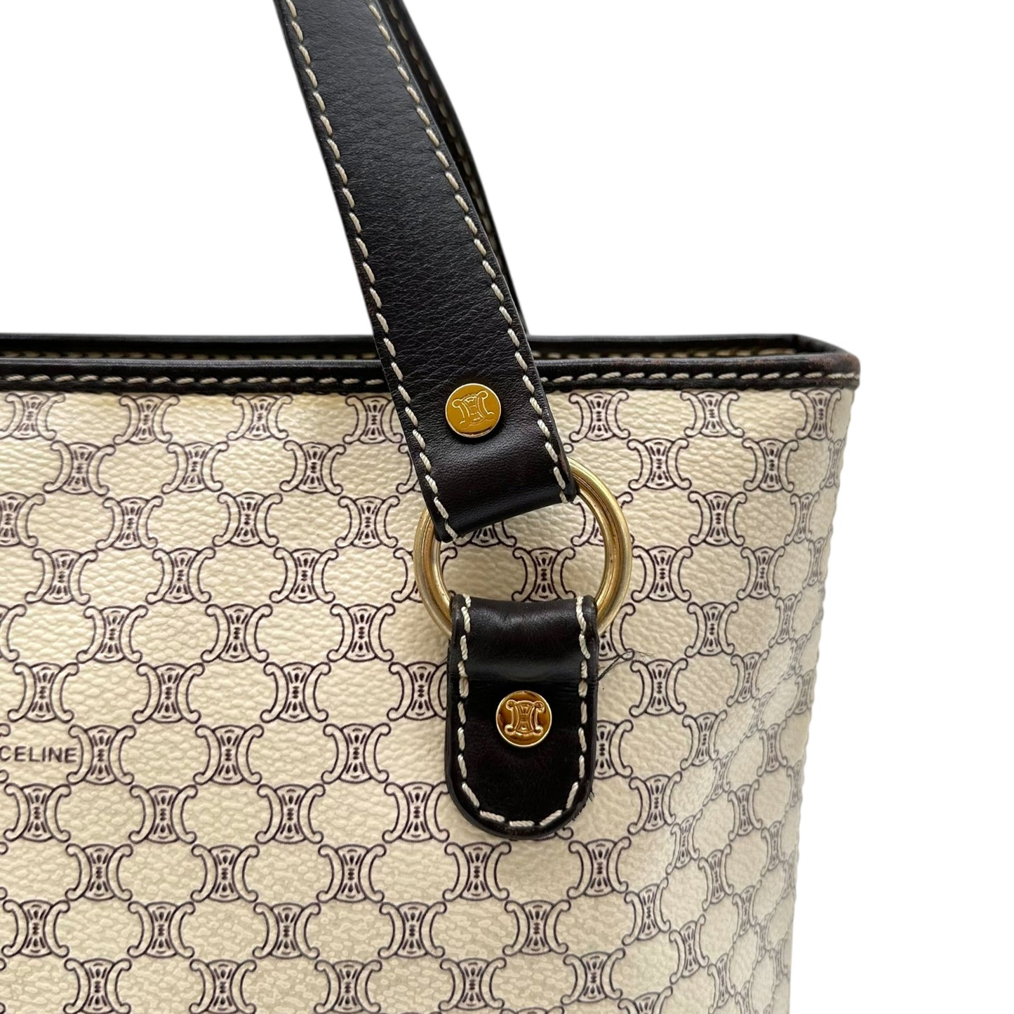 Celine White Triomphe Monogram Mini Tote Bag - Outfit Repeater