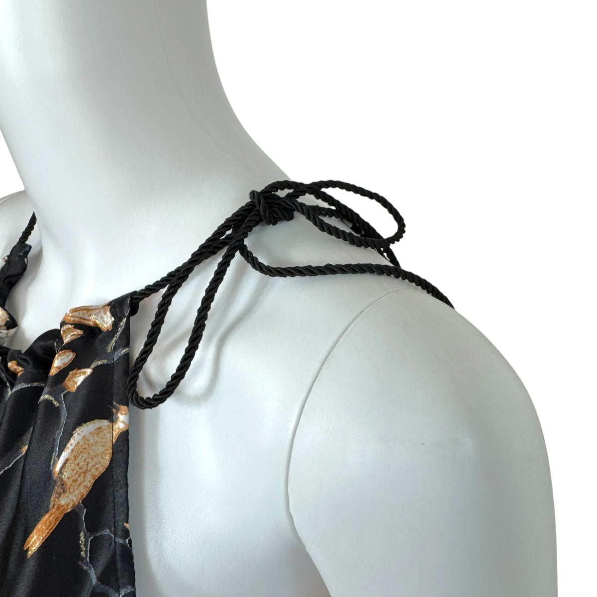 Just Cavalli Roberto Cavalli Black Bird Print Halterneck Sleeveless Blouse NEW