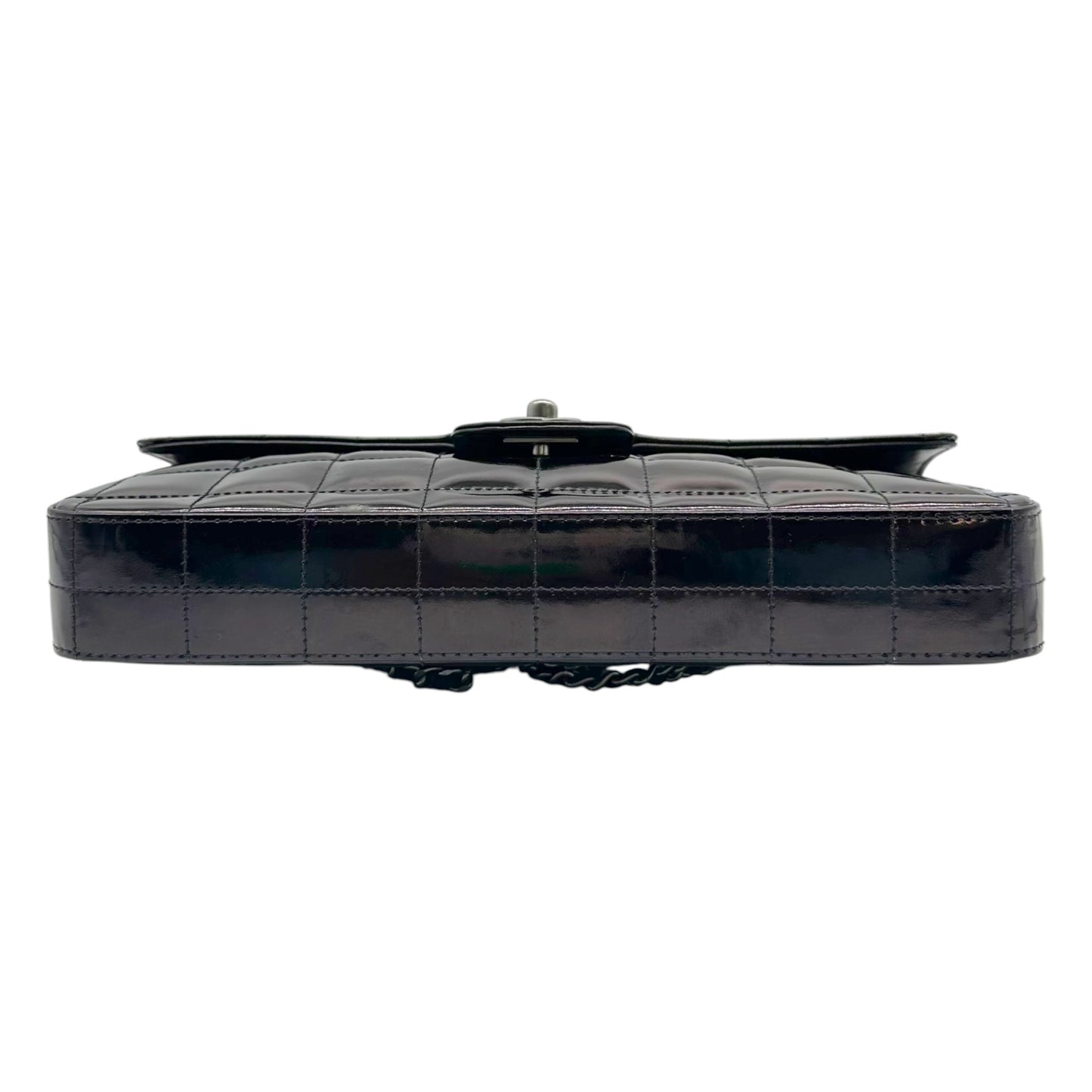 Chanel Black Patent Leather East West 2-Way Bag