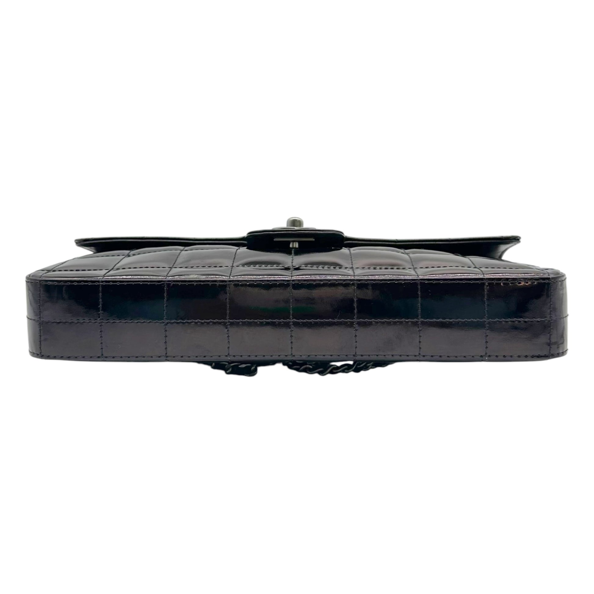 Chanel Black Patent Leather East West 2-Way Bag