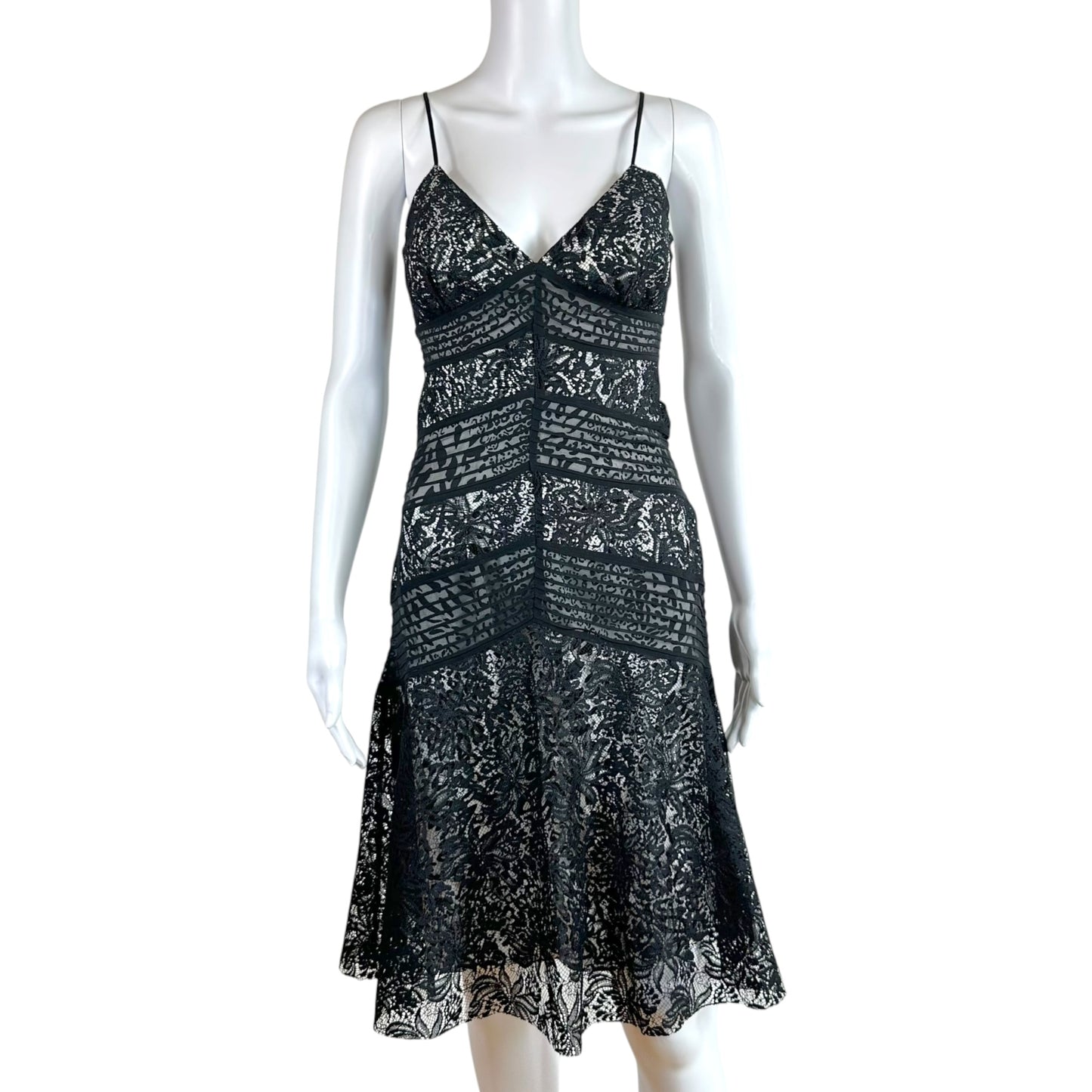 Roberto Cavalli Black Lace Leopard Paneled Midi Dress
