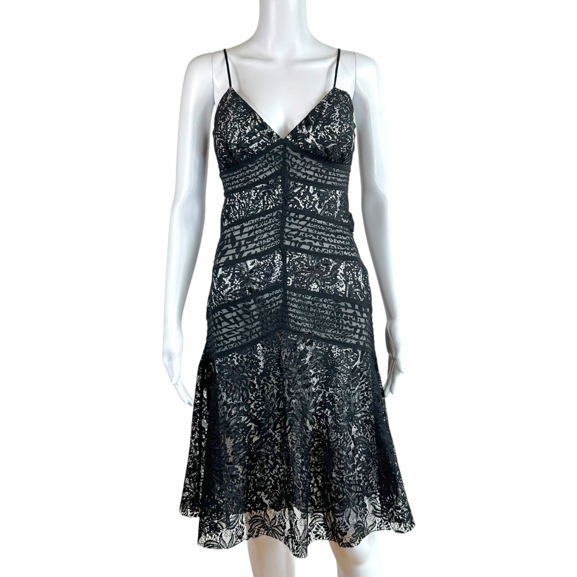 Roberto Cavalli Black Lace Leopard Paneled Midi Dress