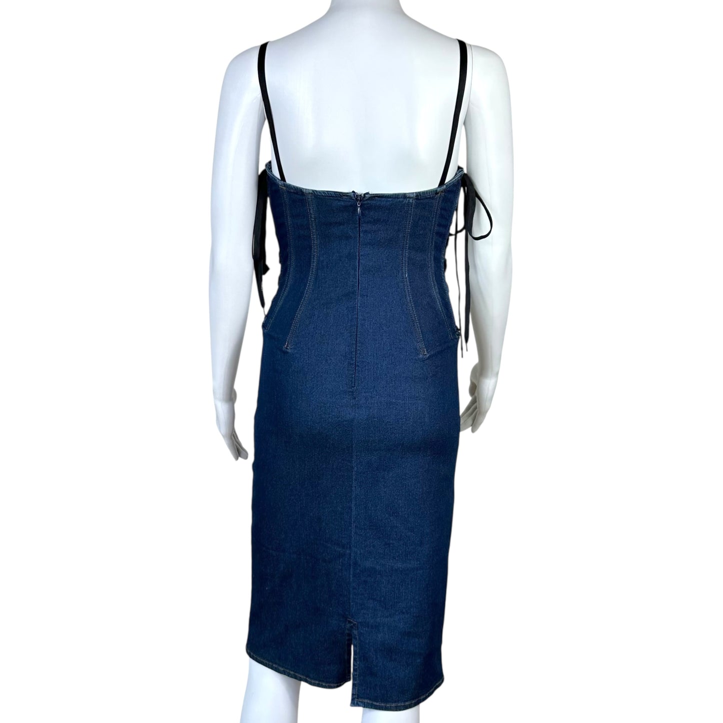D&G Dolce & Gabbana Denim Lace Up Midi Dress