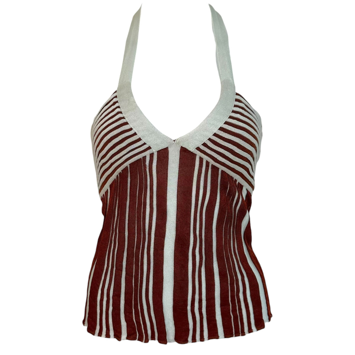 Missoni Knit Halter Tank Light Blue Rust Brown Striped