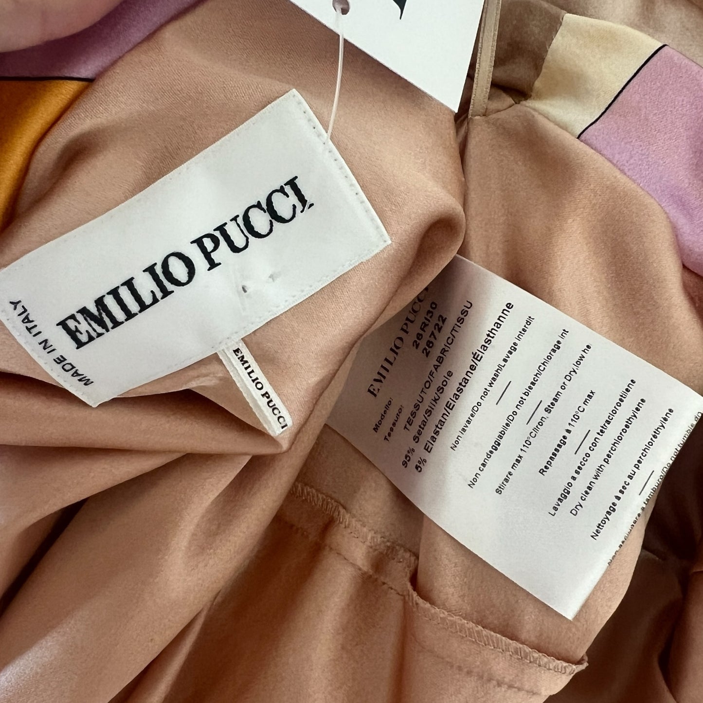 Emilio Pucci Pink & Orange Printed One Shoulder Silk Dress