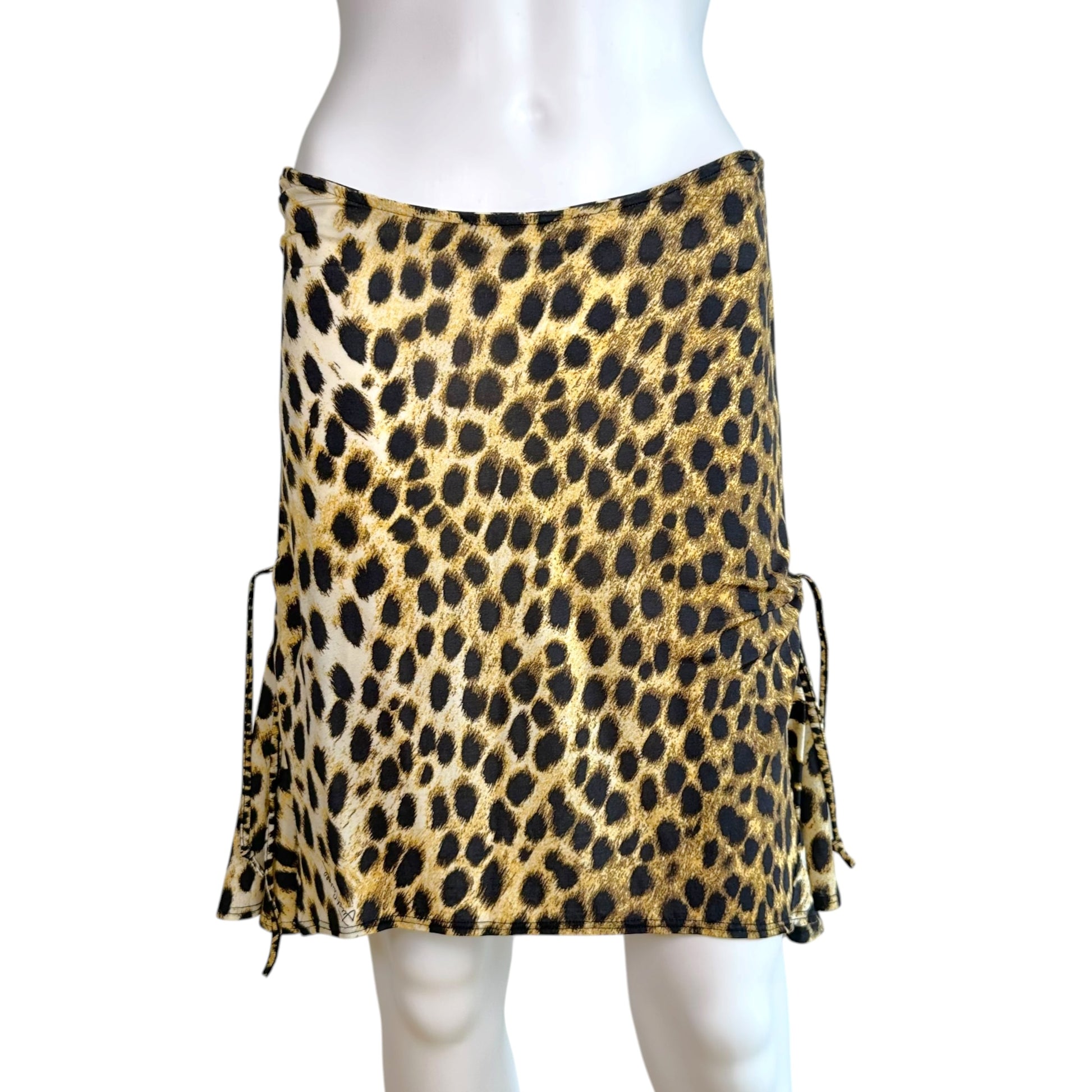 Roberto Cavalli Leopard Print Tie-Side Midi Skirt