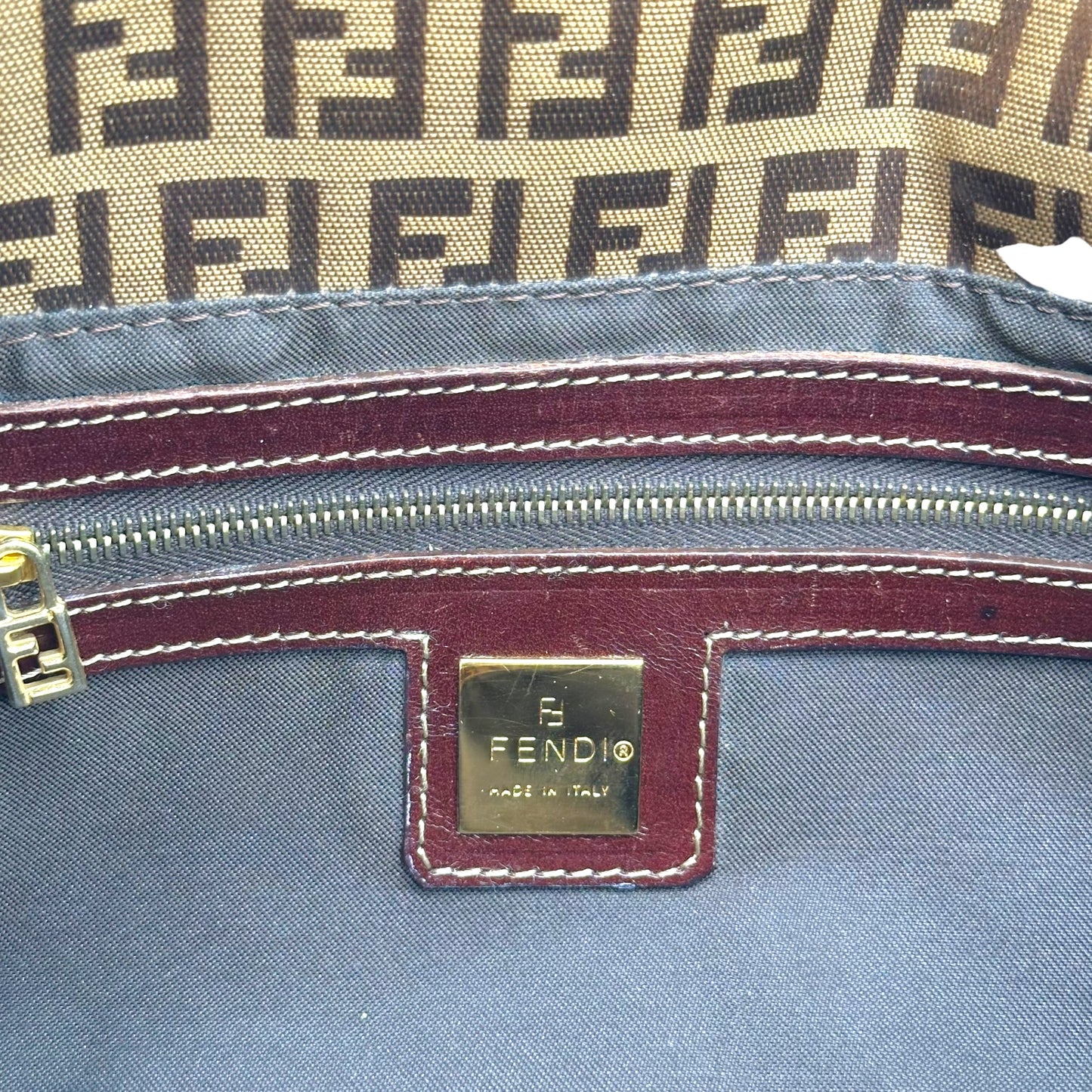 Fendi Coated Canvas Monogram Zucchino Baguette Bag