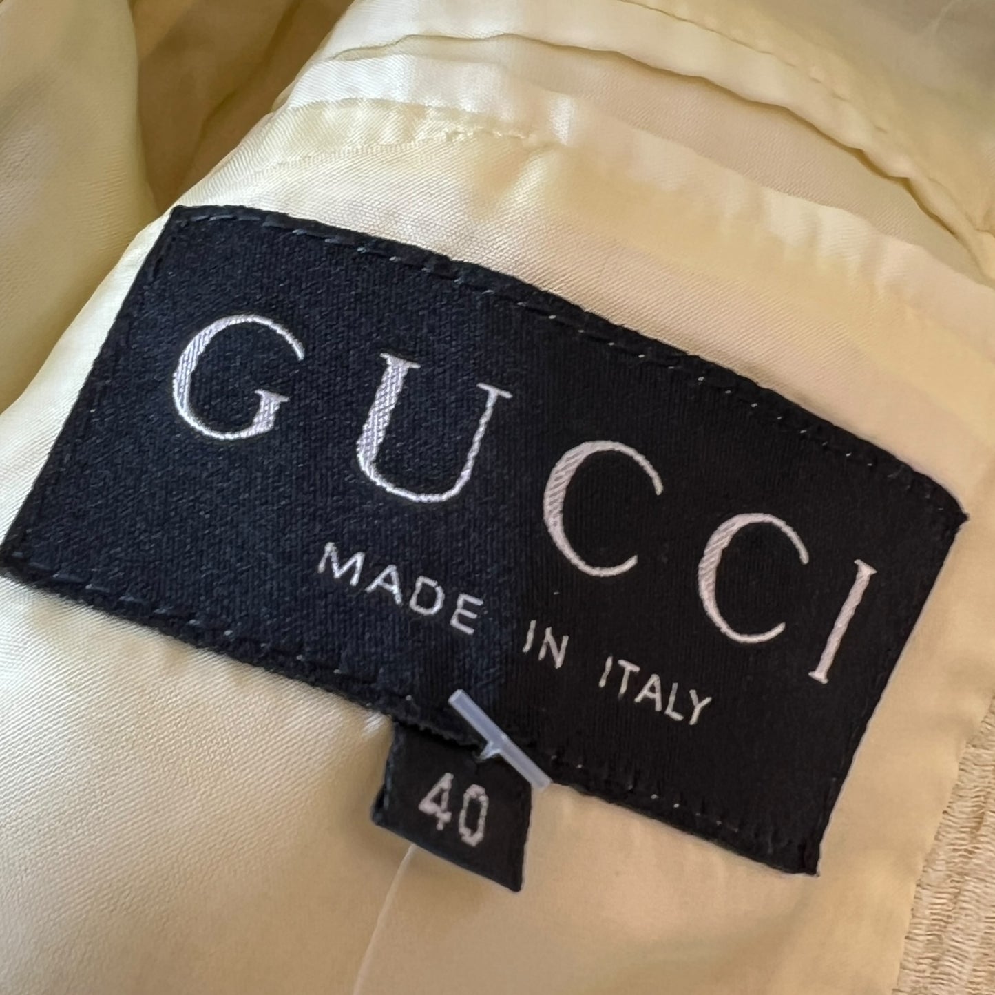 Gucci by Tom Ford S/S 1996 Butter Yellow Linen Waffle Crop Jacket