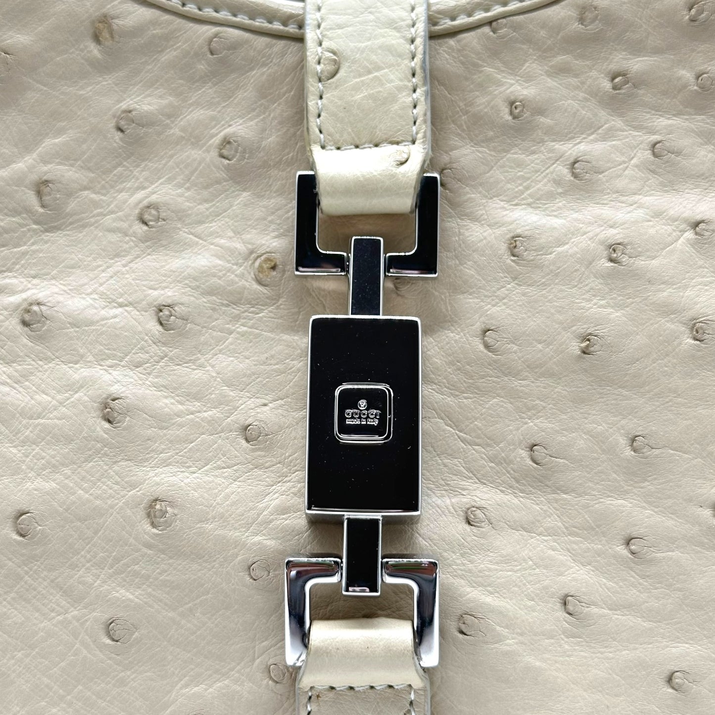 Gucci Ivory Ostrich Leather Jackie Bag