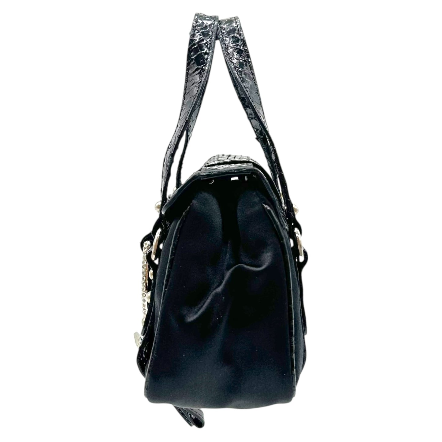 D&G Dolce & Gabbana Black Python & Crystal Embellished Mini Bag