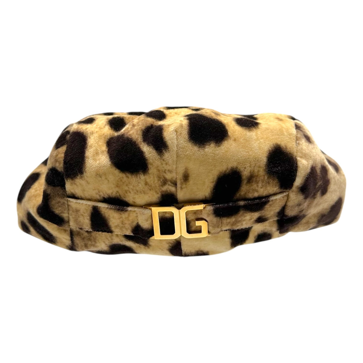 Dolce & Gabbana Leopard Print Velour Newsboy Cap