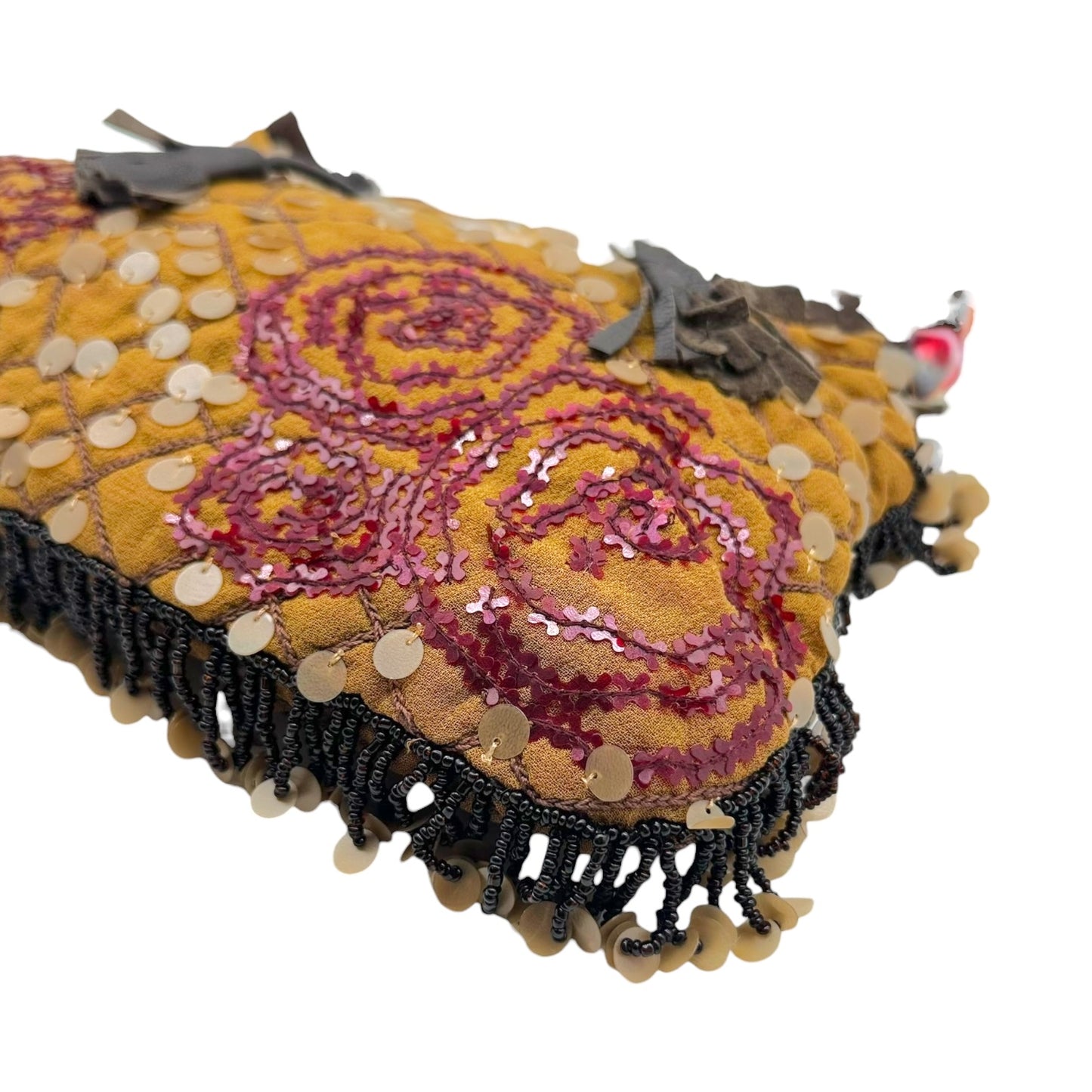 Jamin Puech Brown & Burgundy Sequin & Beaded Shoulder Bag