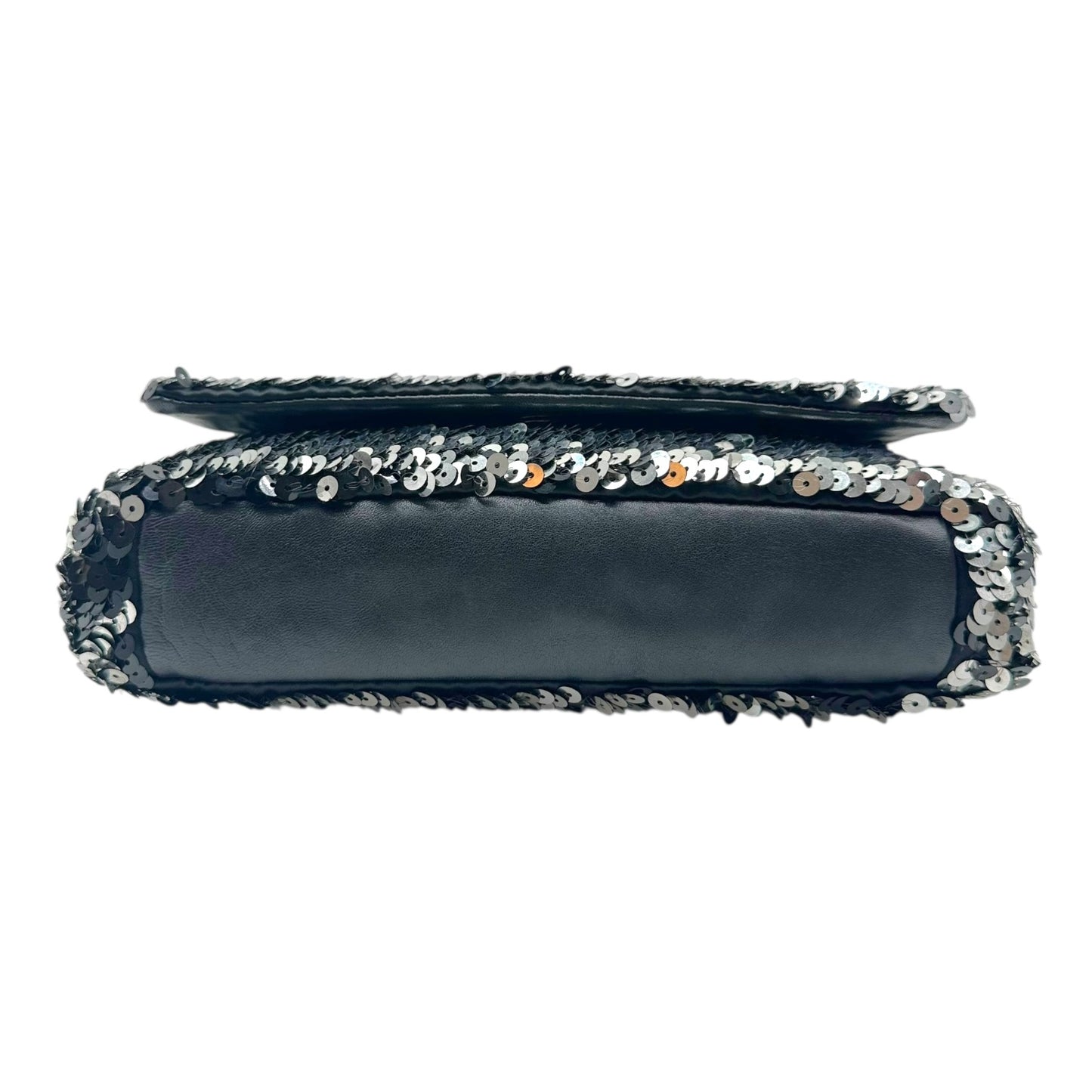 Chanel Black & Silver Sequin Logo Small Flap Bag 2008-09