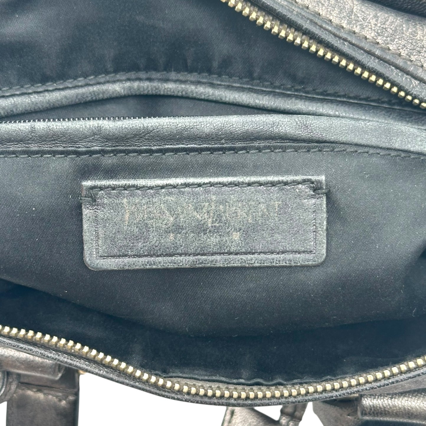 Yves Saint Laurent Rive Gauche Embroidered Metallic Leather Bowler Bag