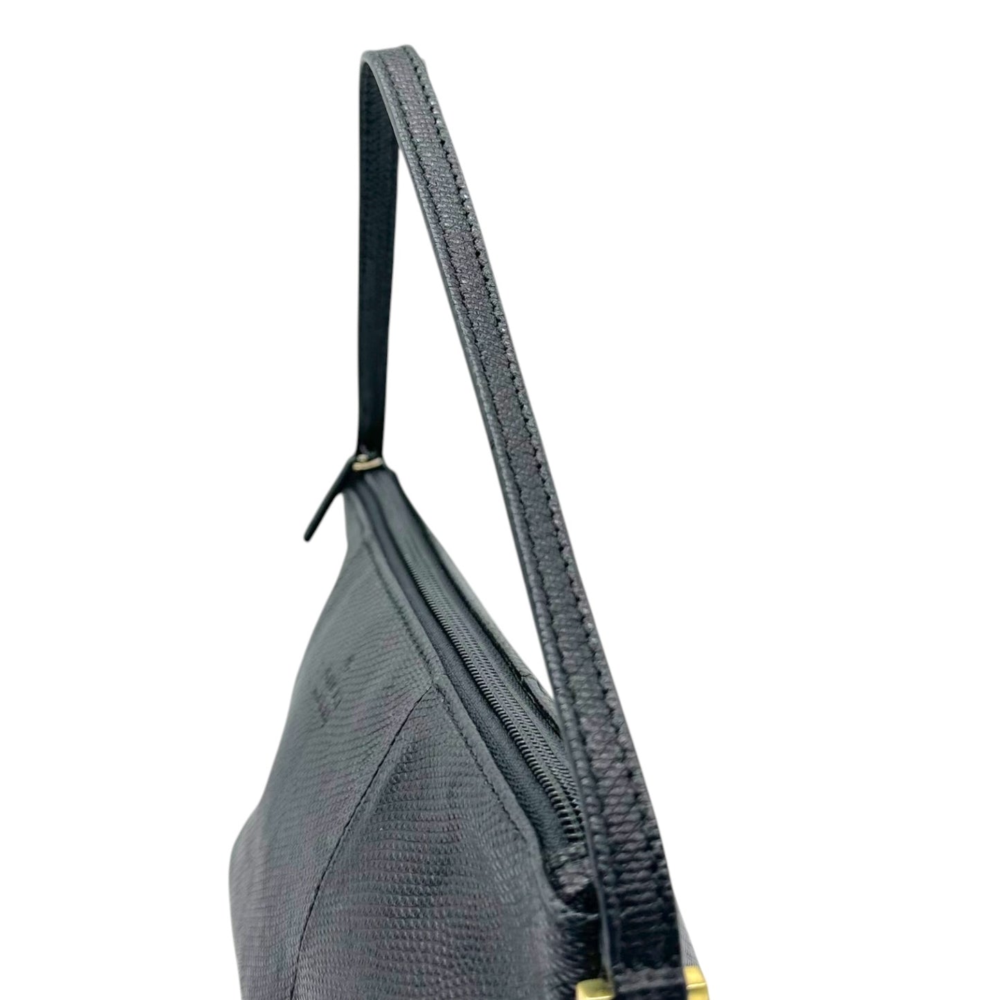 Gucci Black Gold Lizard Skin Boat Pochette Bag