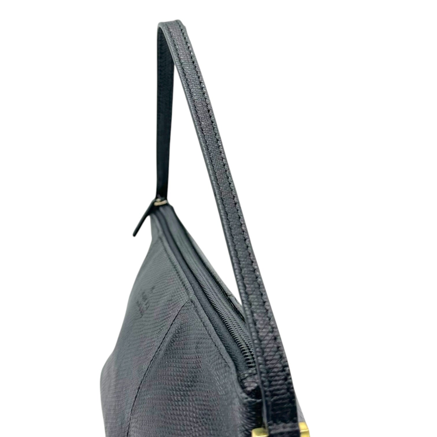 Gucci Black Gold Lizard Skin Boat Pochette Bag