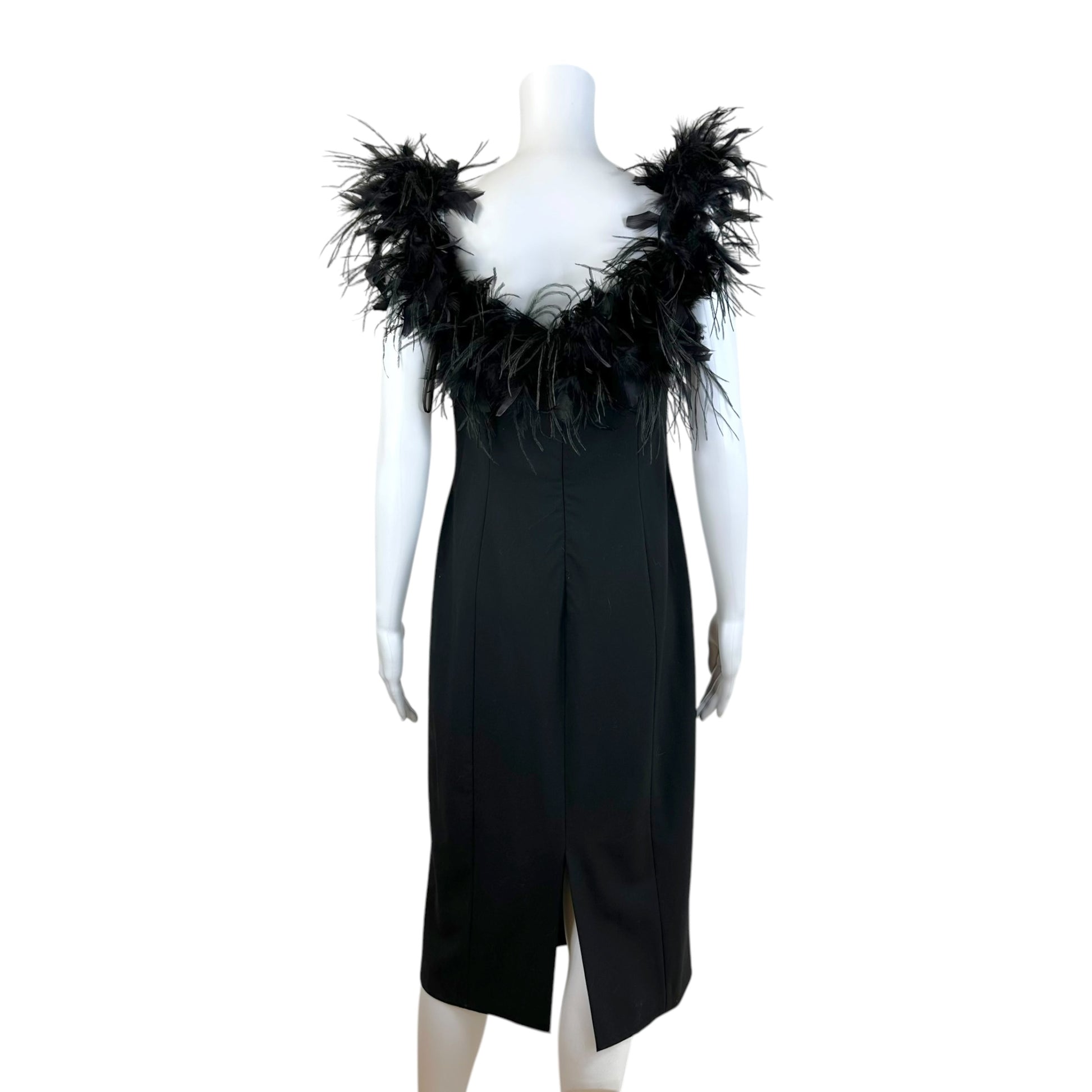 Ralph Lauren Black Wool Off-Shoulder Midi Dress