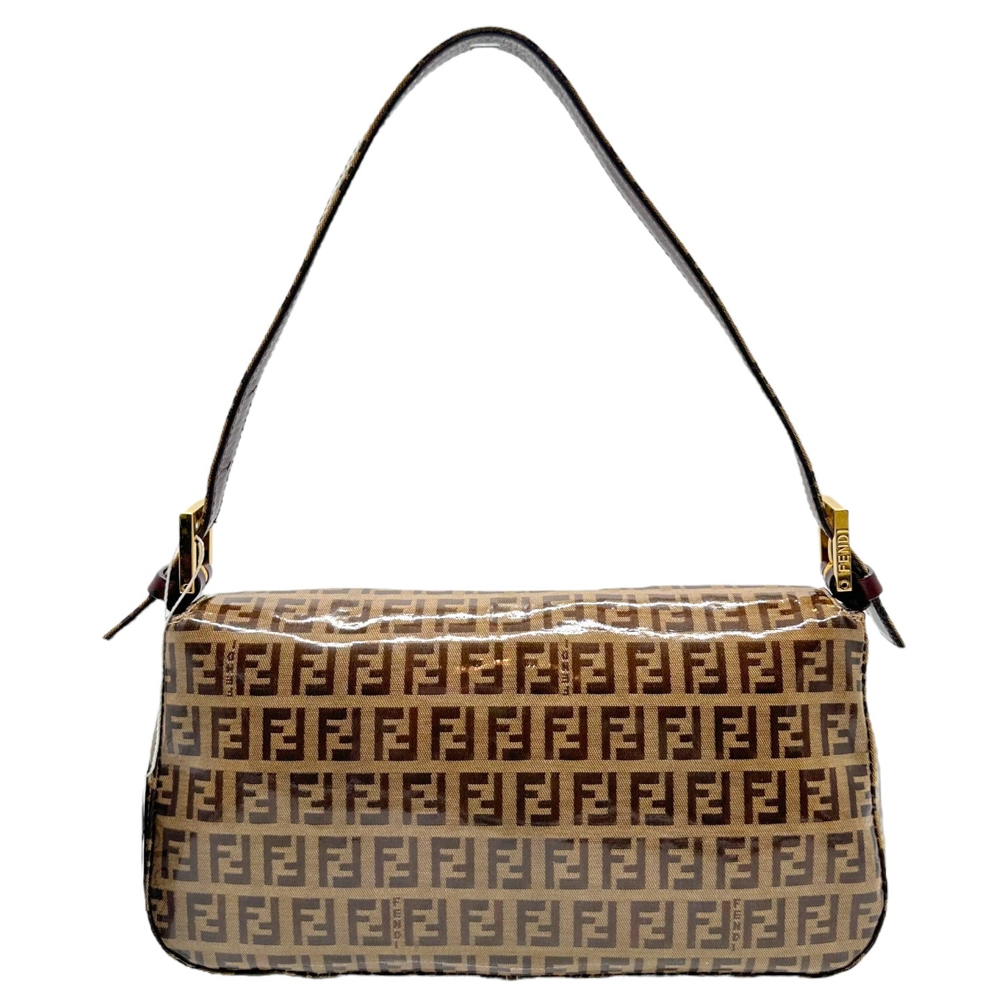 Fendi Coated Canvas Zucchino Monogram Glitter Buckle Baguette Bag - Outfit Repeater