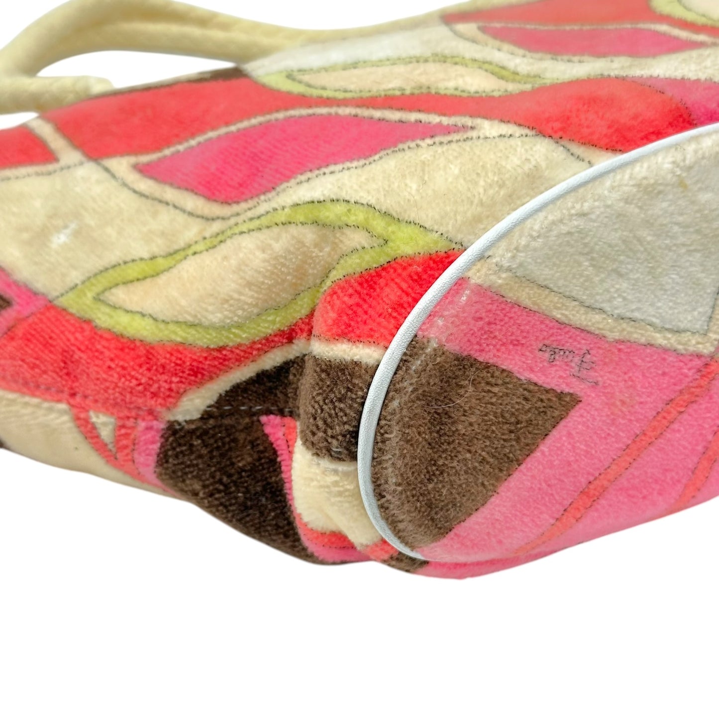 Emilio Pucci Ivory Pink & Orange Printed Terry Mini Tote Handbag