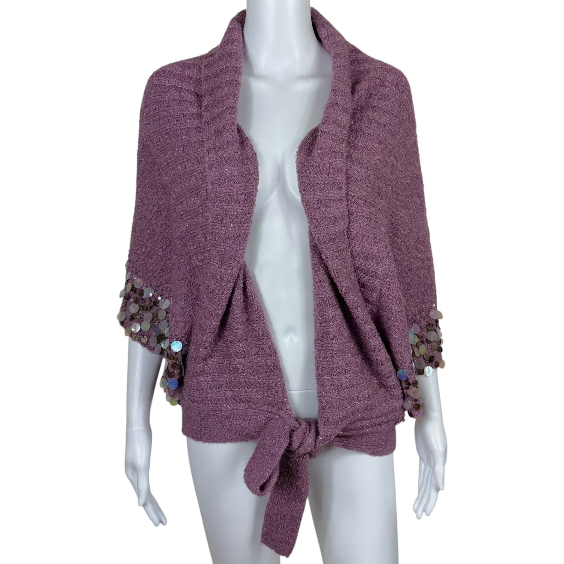 Galliano Purple Knit Shrug Cardigan With Sequin Embellishments