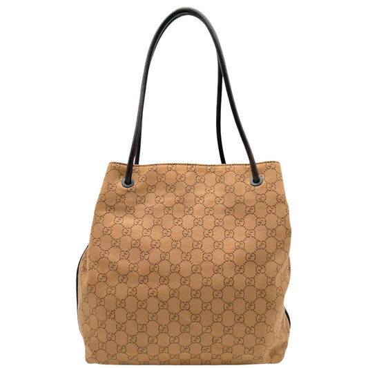 Gucci Tan Monogram Drawstring Slouchy Tote Bag