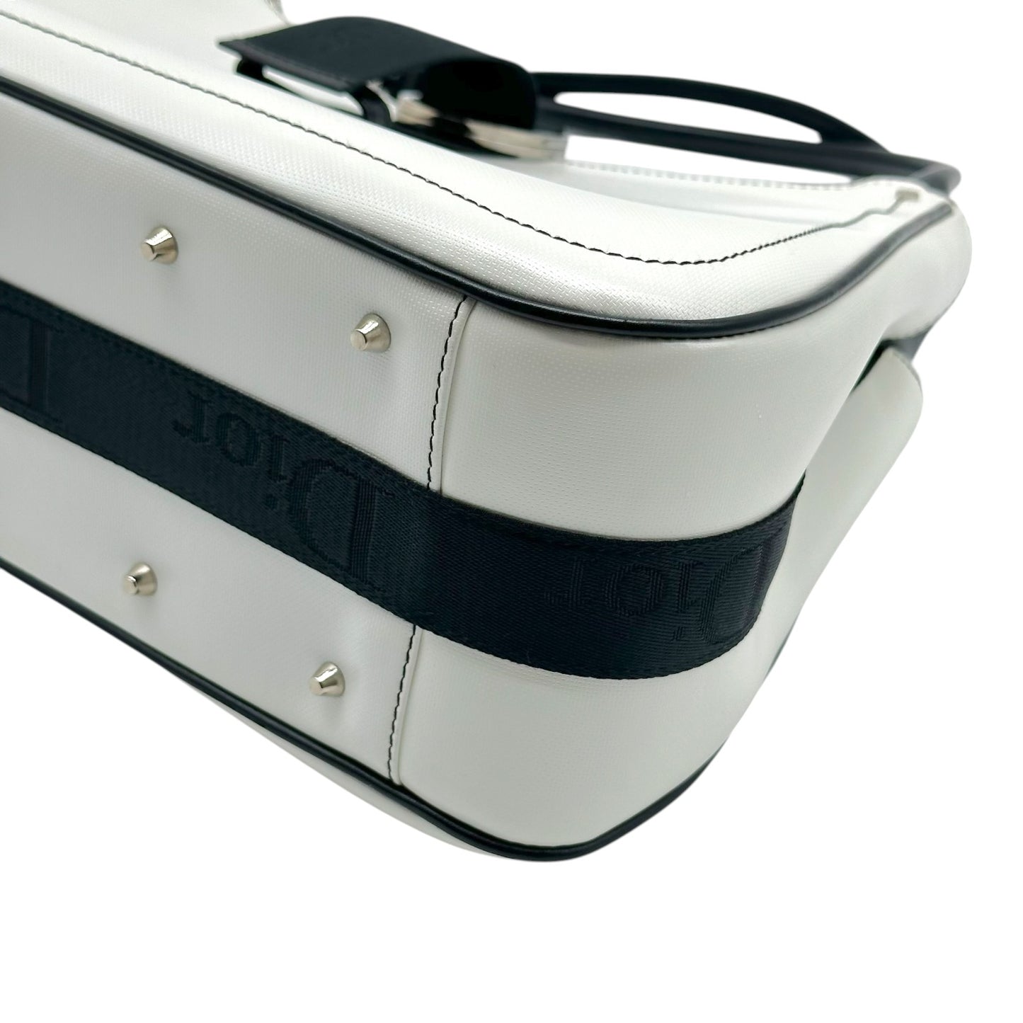 Christian Dior Shoulder Bag White Leather Crystal Accent