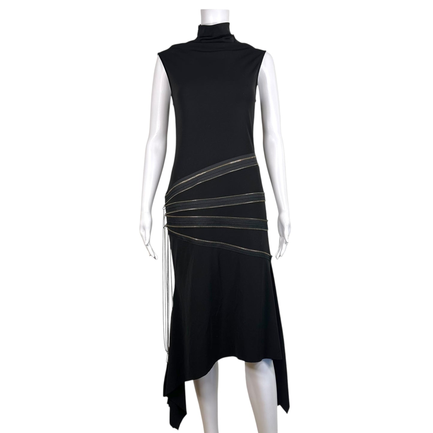 Jean Paul Gaultier Black Multi-Zipper Midi Dress