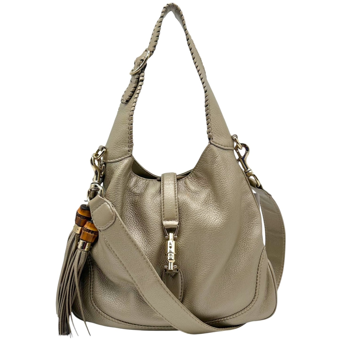 Gucci Metallic Champagne New Jackie 2-Way Hobo Bag