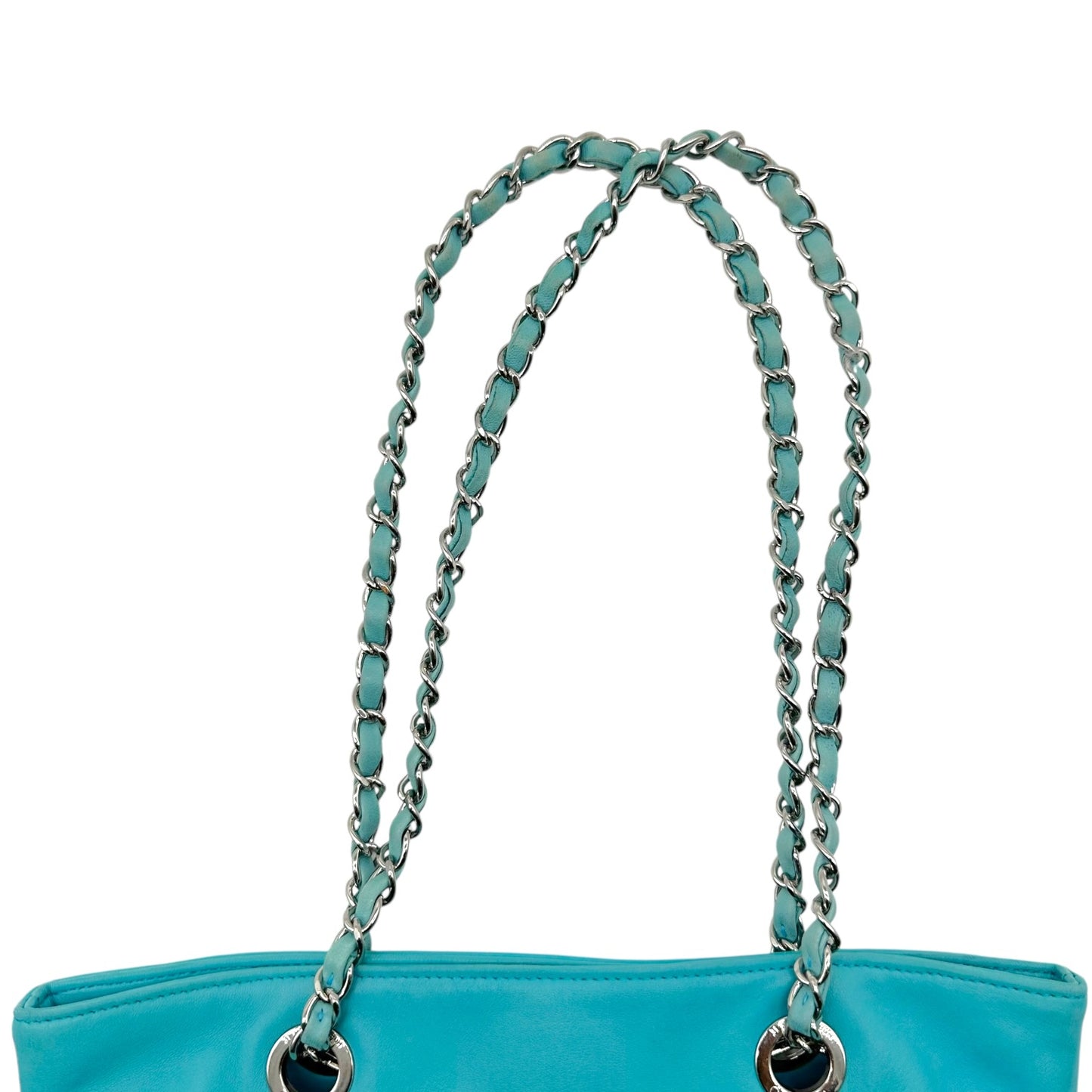 Chanel Teal Lambskin CC Logo Small Tote Bag 2008-09