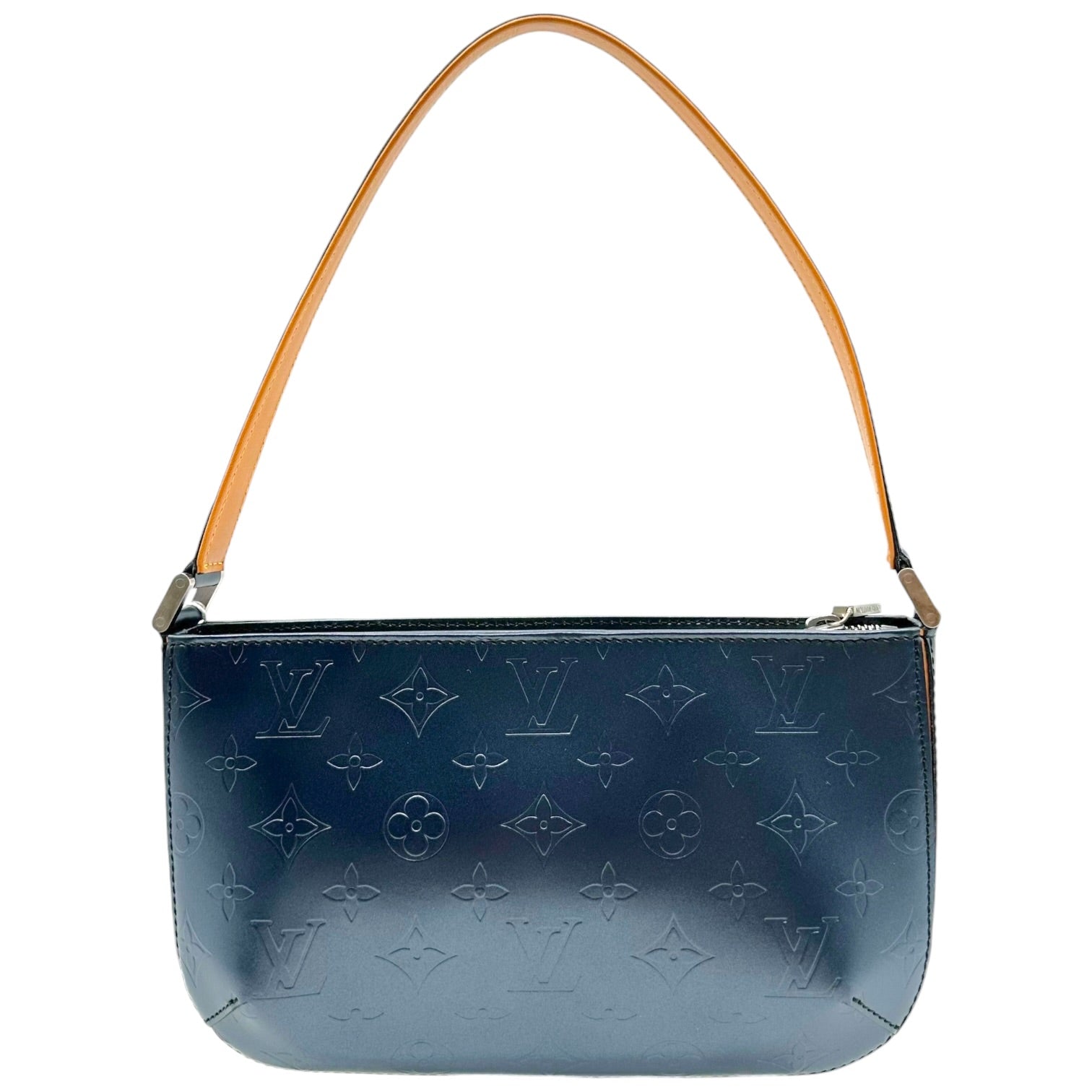 Louis Vuitton Pochette Bag Blue Gray Embossed Monogram