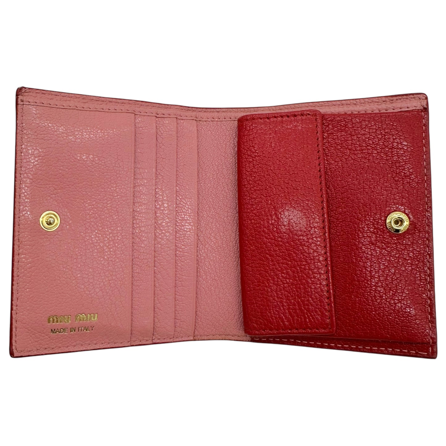 Miu Miu Pink Bi-Fold Wallet With Heart Detail