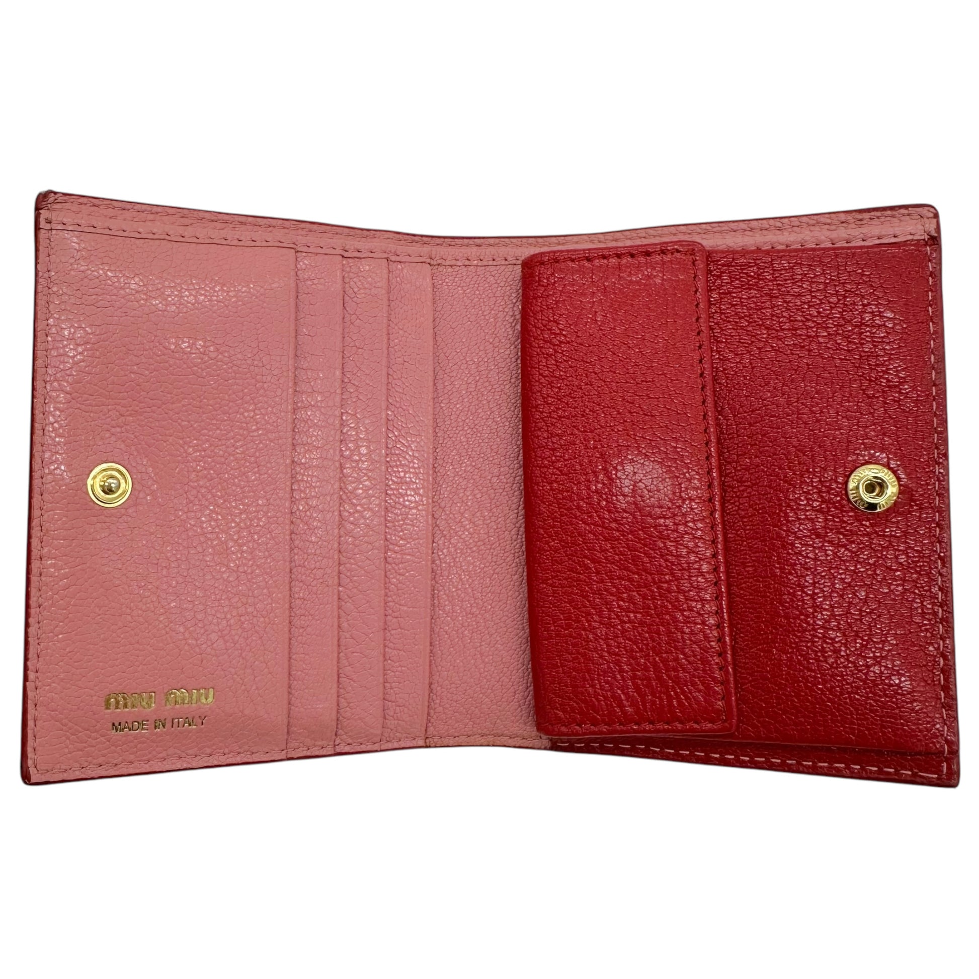 Miu Miu Pink Bi-Fold Wallet With Heart Detail