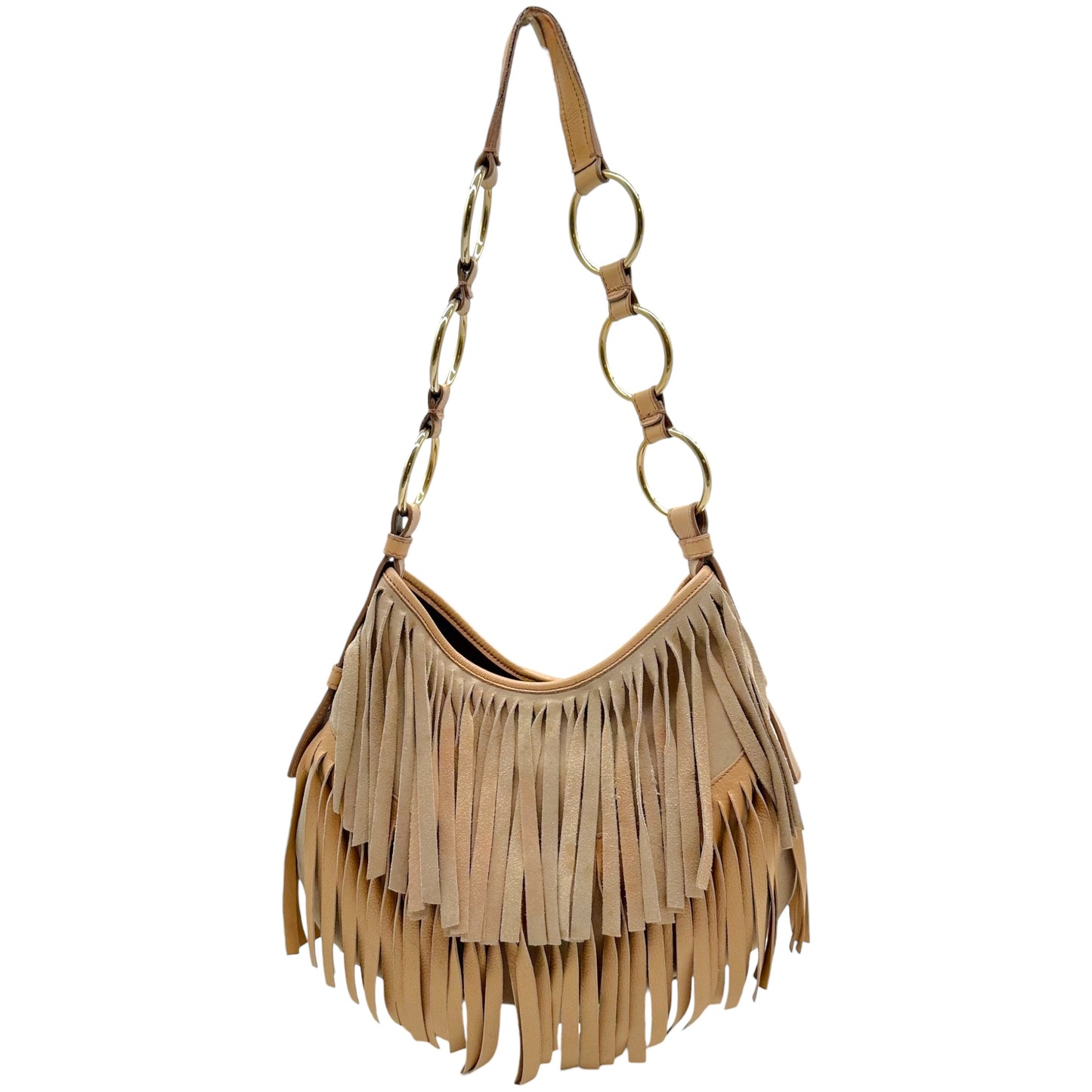 Yves Saint Laurent Rive Gauche by Tom Ford Tan Suede Fringe Shoulder Bag
