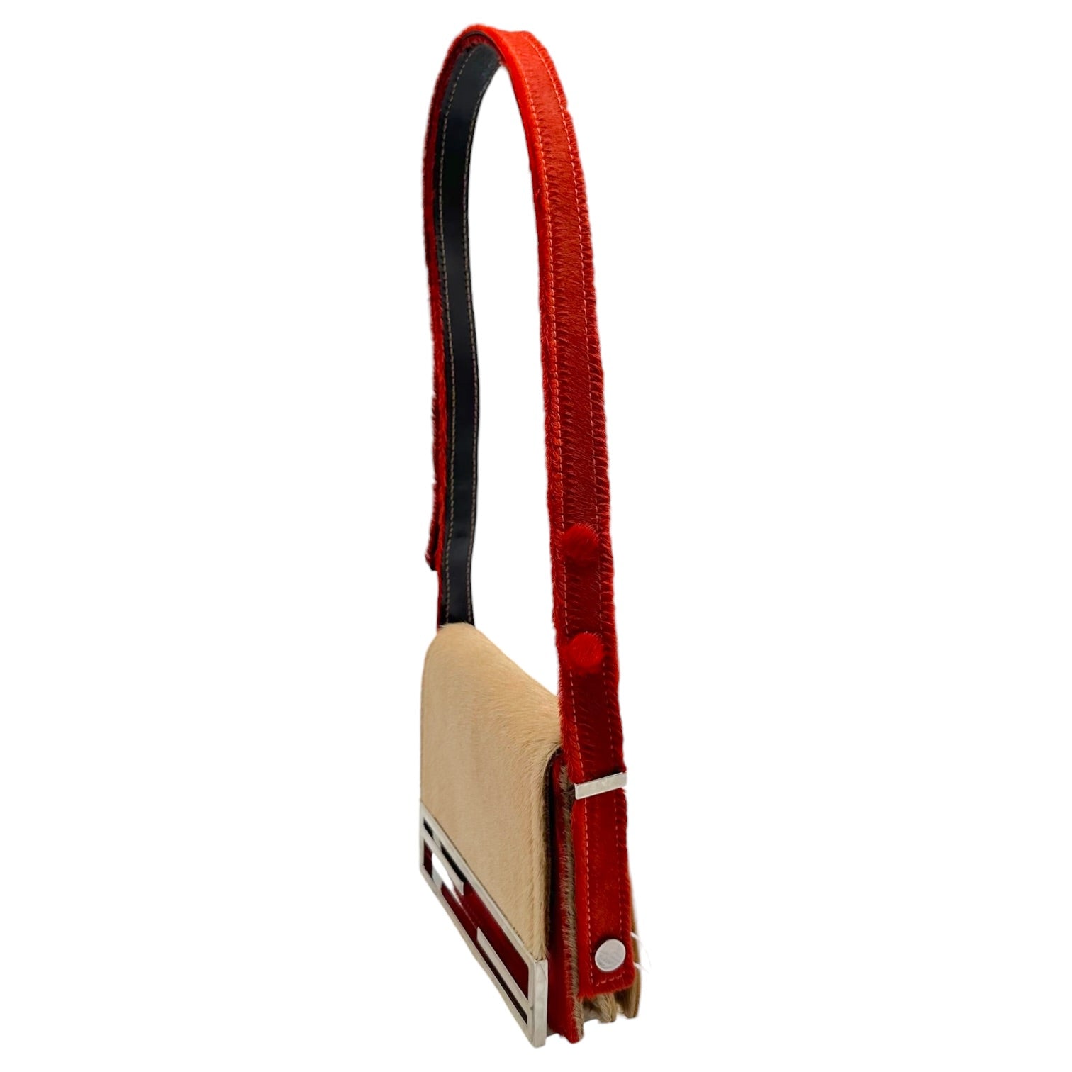 Fendi 2-Way Shoulder Bag Tan Burnt Orange Ponyhair